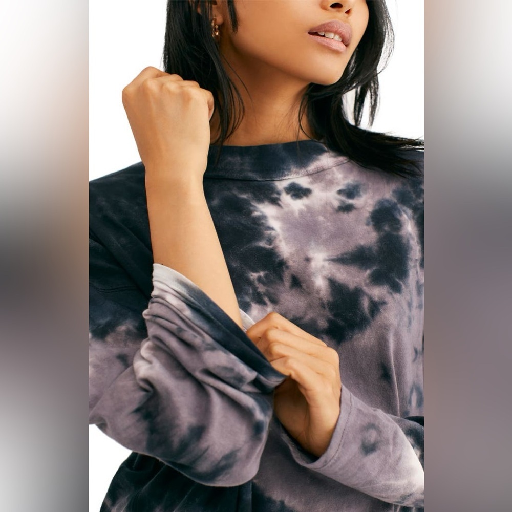 We The Free Women’s Black Grey Tie Dye Mock Neck Long Sleeve Top - Picture 4 of 13